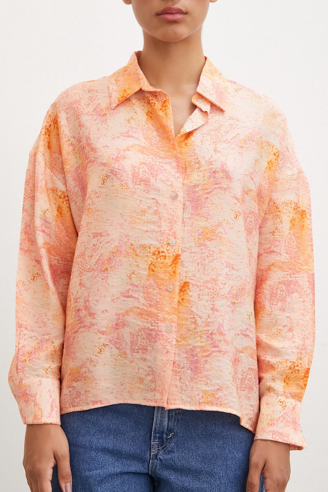 قميص مودال بنقشة قطرة الندى باللون البرتقالي