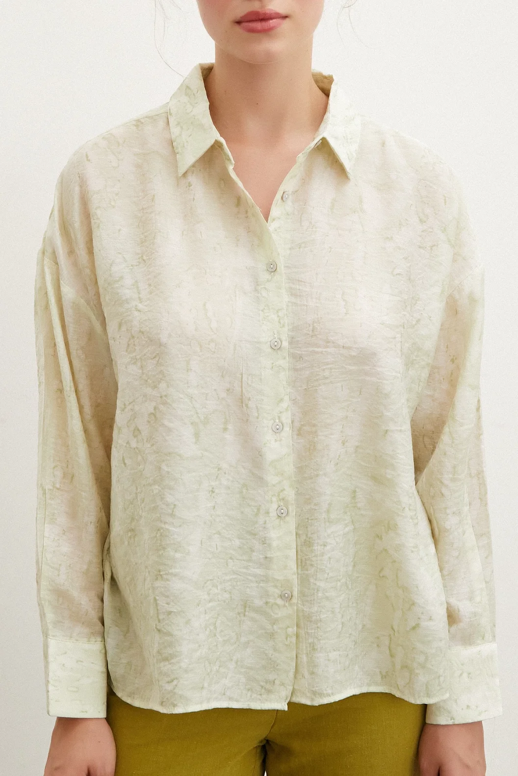 Printed Droplet Patterned Shirt Green