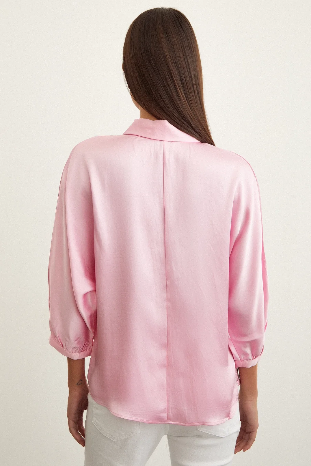 Fakir Kol Saten Gömlek Pembe