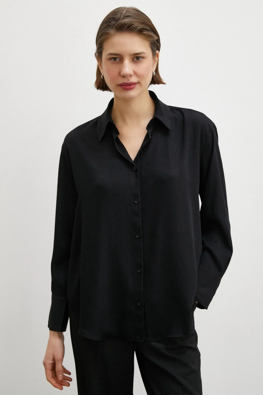Viscose Satin Shirt Black