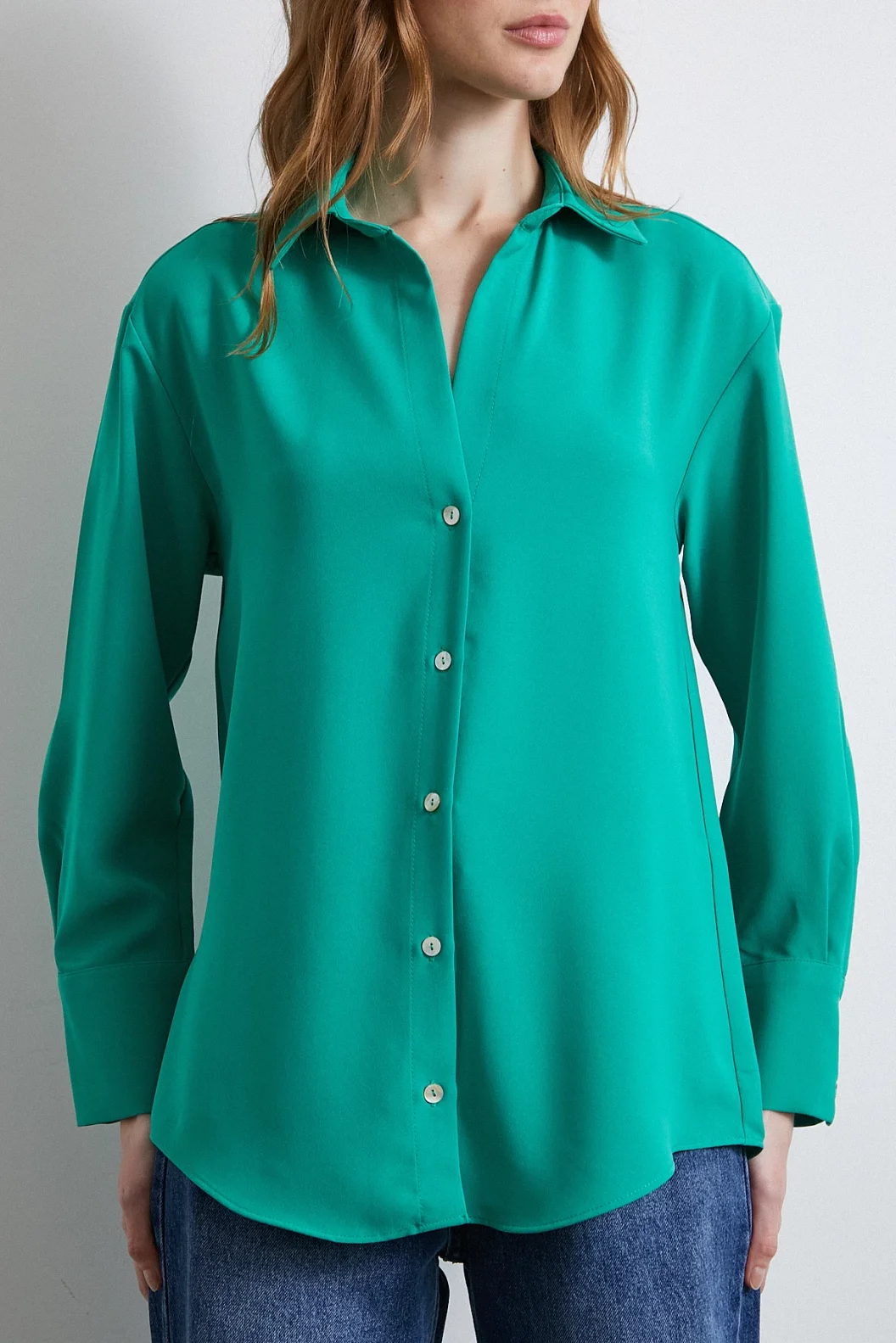 Classic Satin Shirt Green