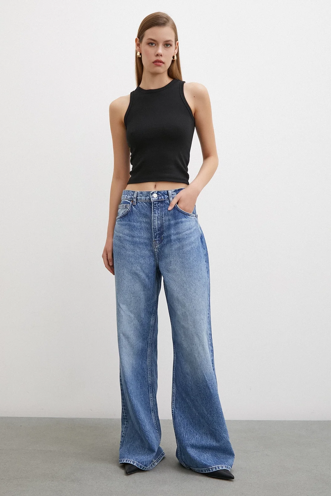 Yüksel Bel Bol Paça Jean Blau