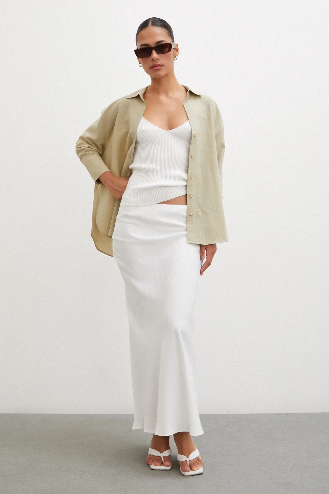 قميص كم طويل للفقراء بفتحة - أخضر