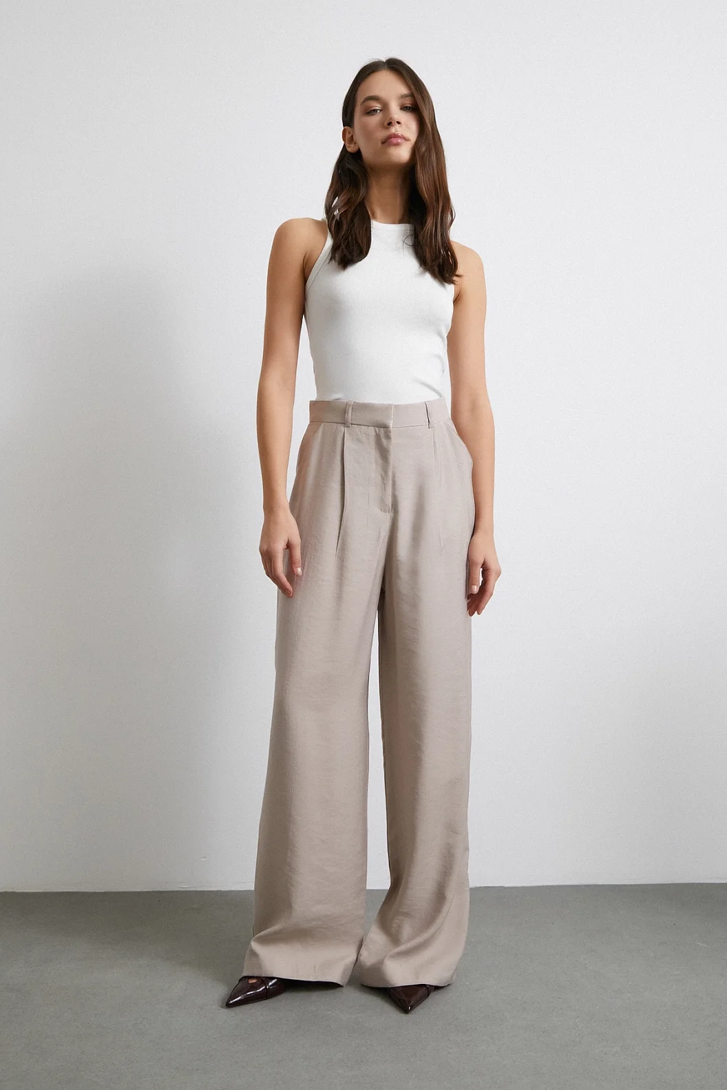 Modal Palazzo Pants Beige