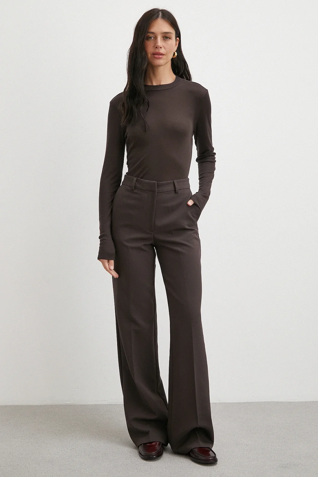 Yüksek Bel Klasik Pantolon Kahve