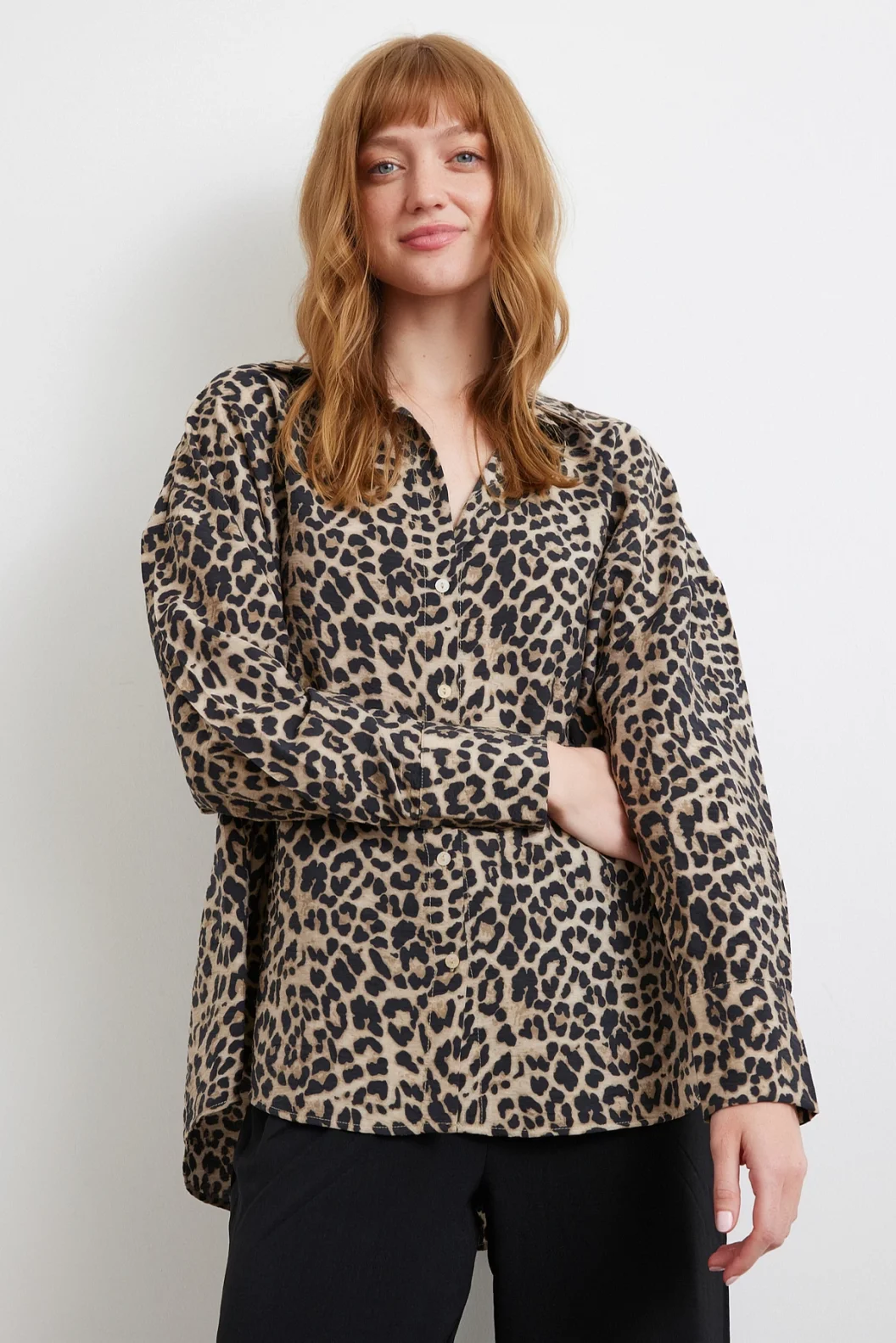 Leopardenmuster Java-Hemd Schwarz