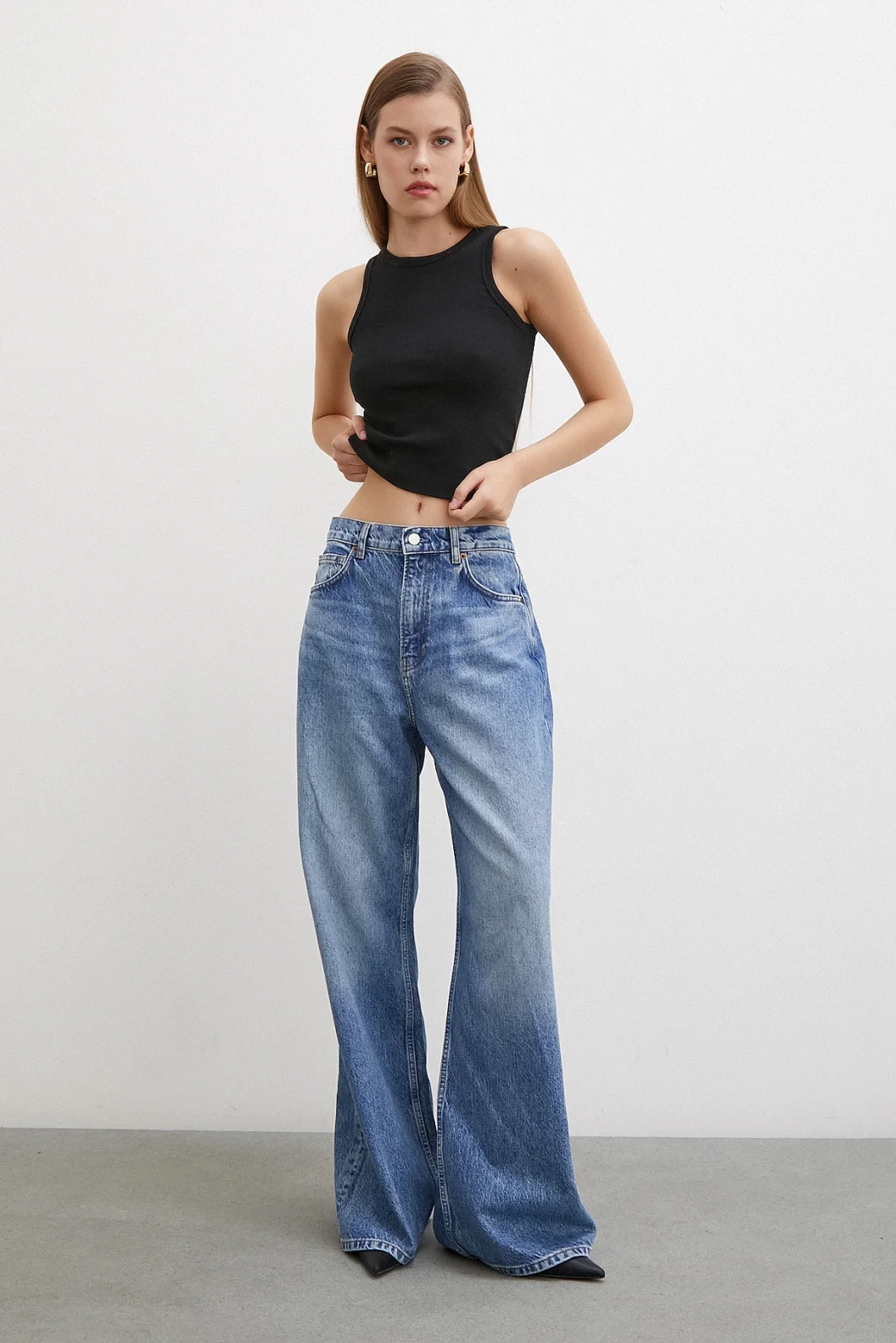 Yüksel Bel Bol Paça Jean Blau