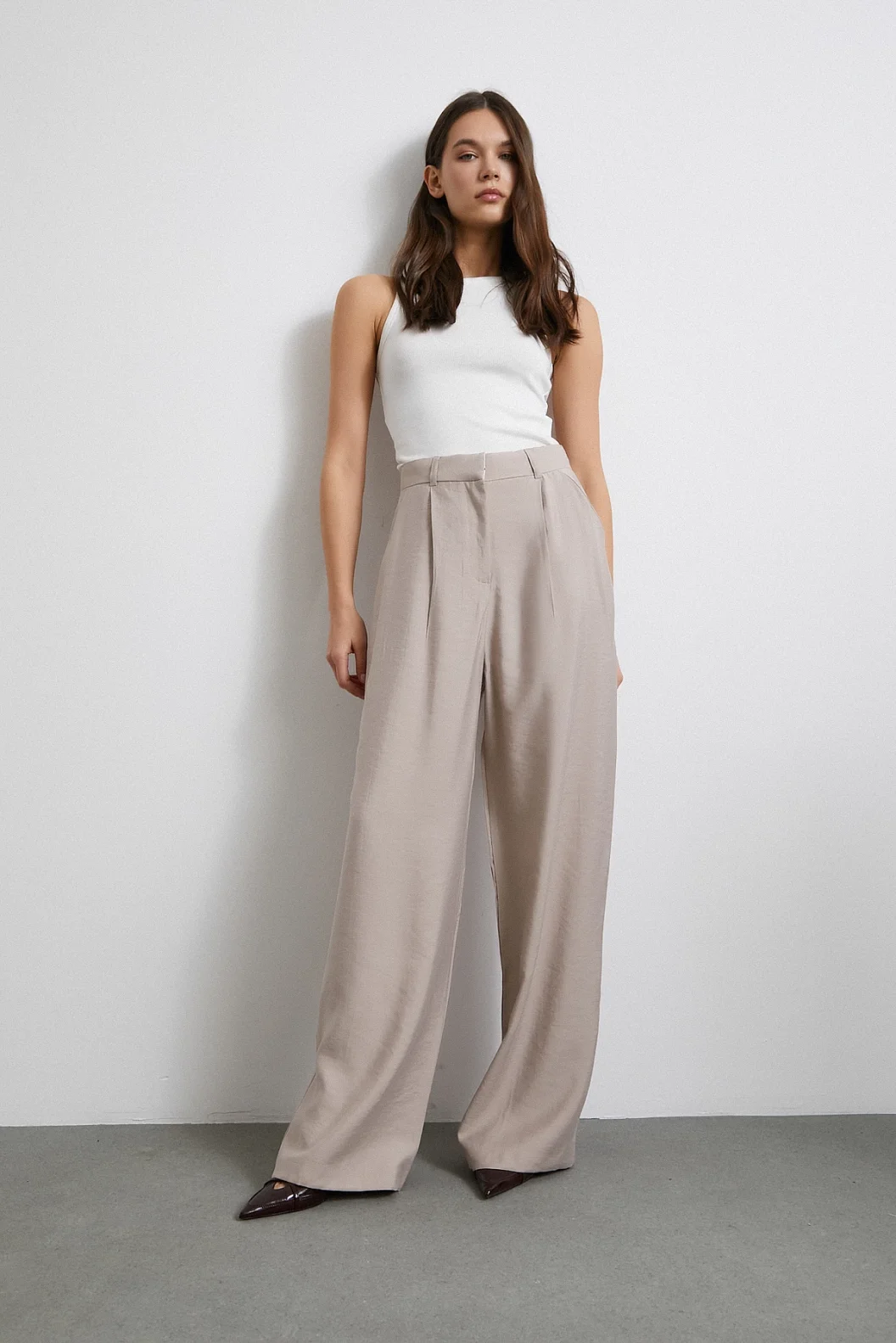 Modal Palazzo Pants Beige