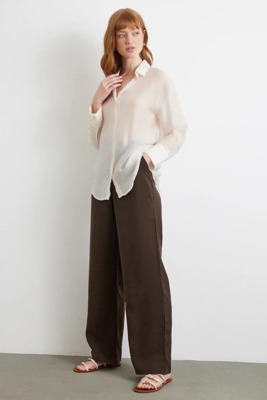 Feine Modalbluse in Ecru