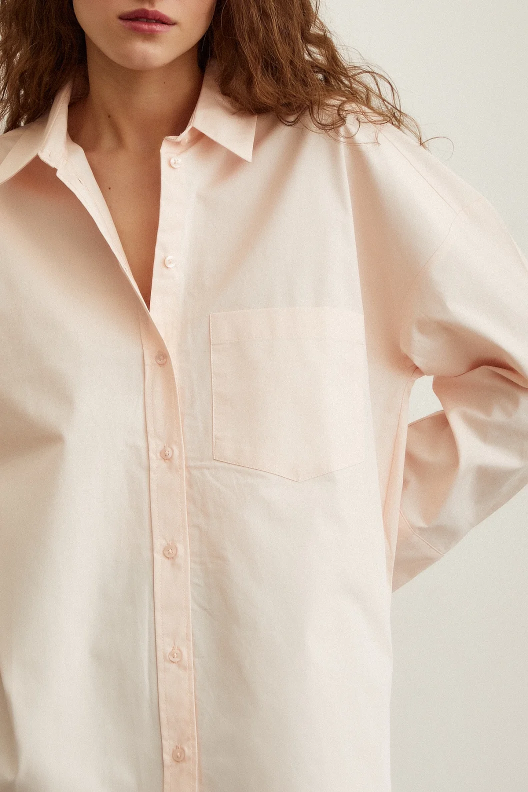 Cotton Textured Poplin Shirt Powder