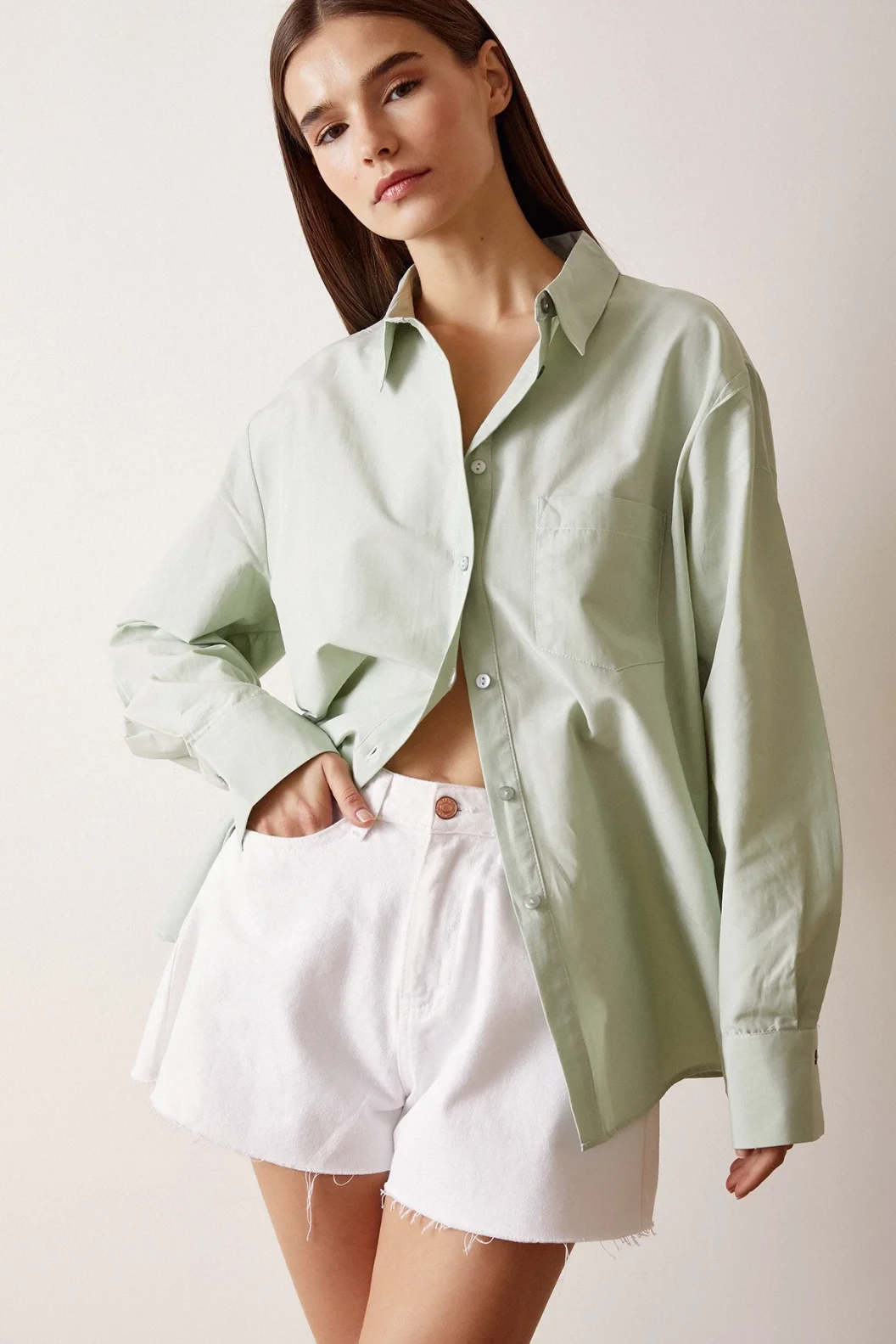 Pamuk Klasik Gömlek Mint