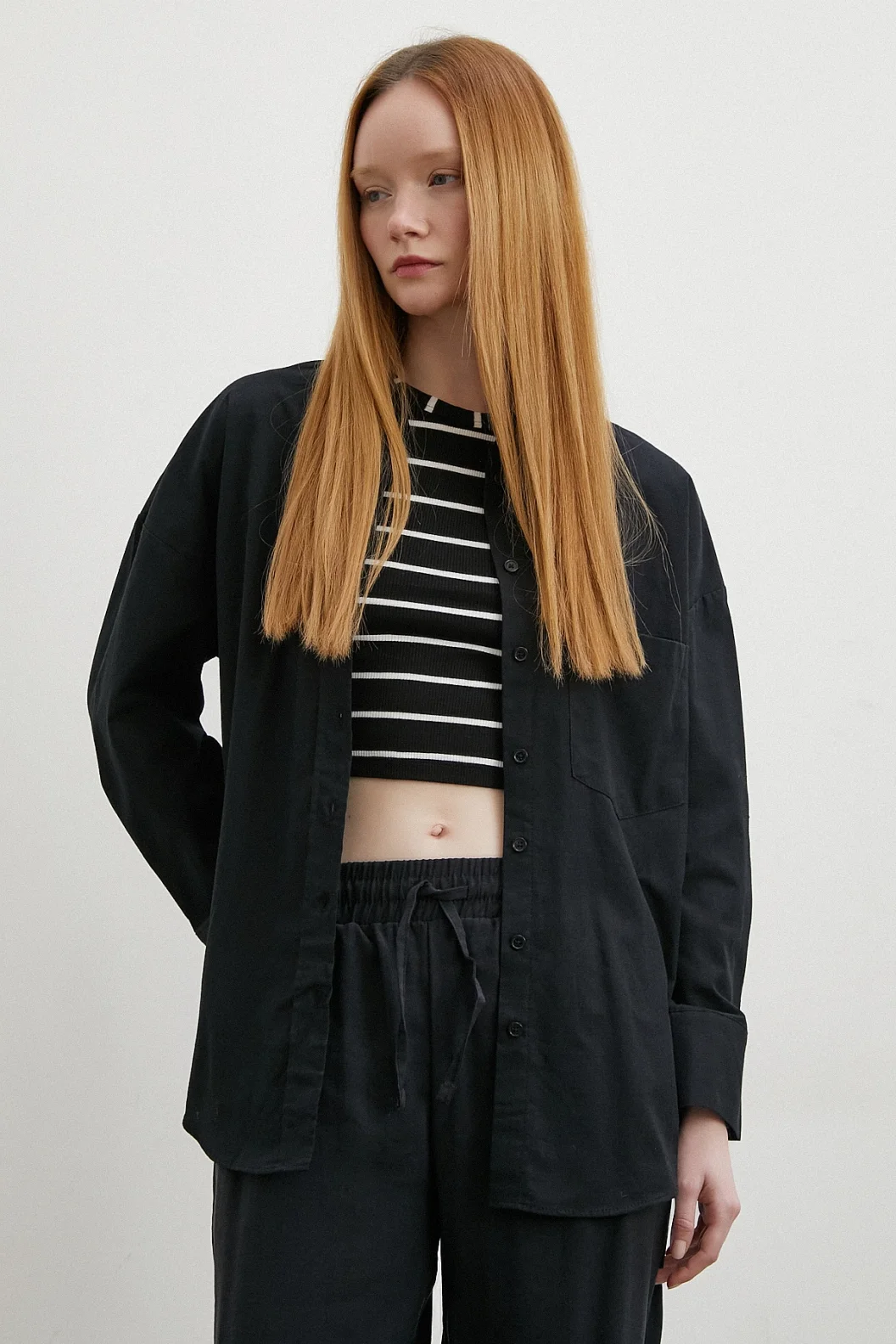 Cotton Oversized Shirt Black