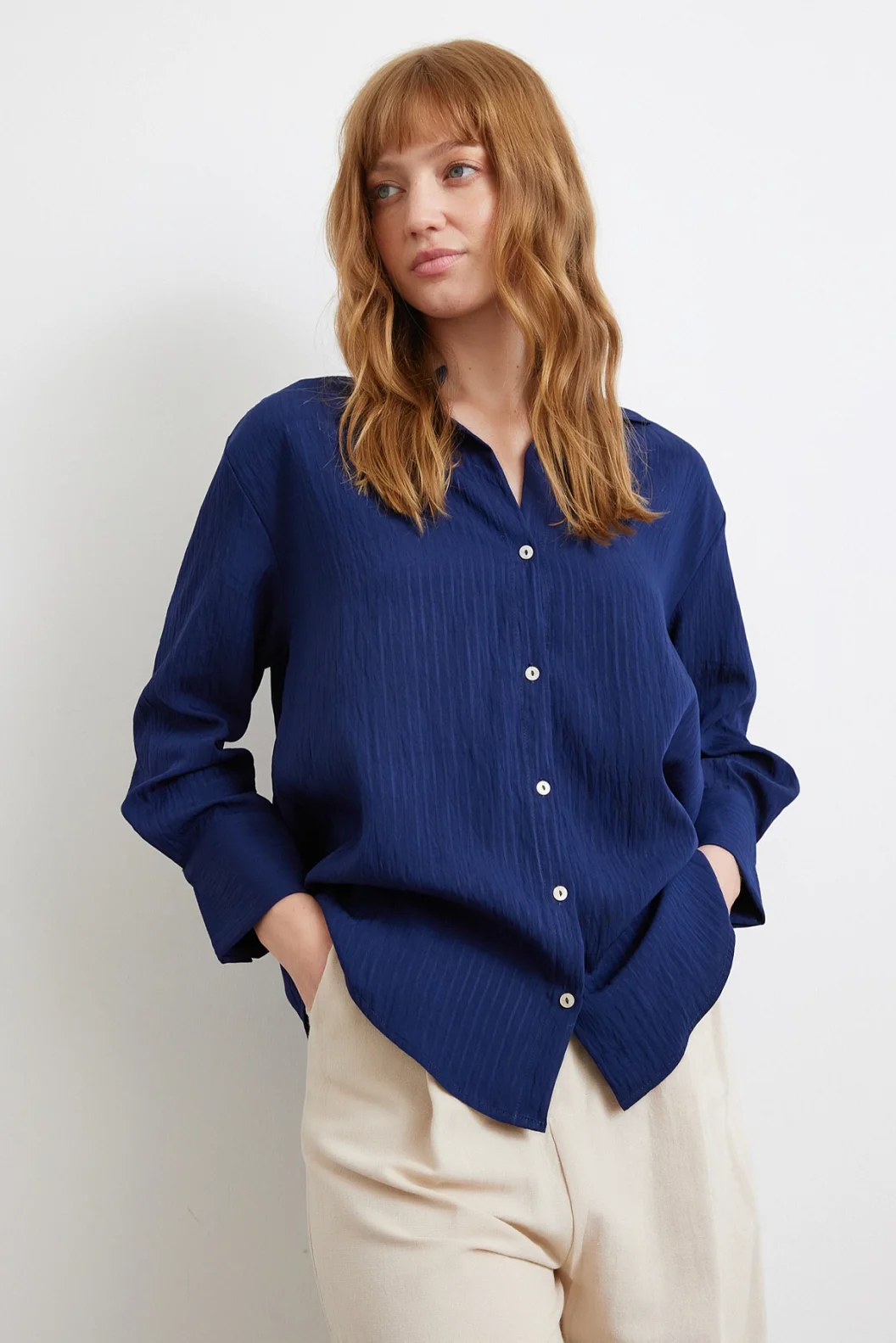Parallel Striped Shirt Navy