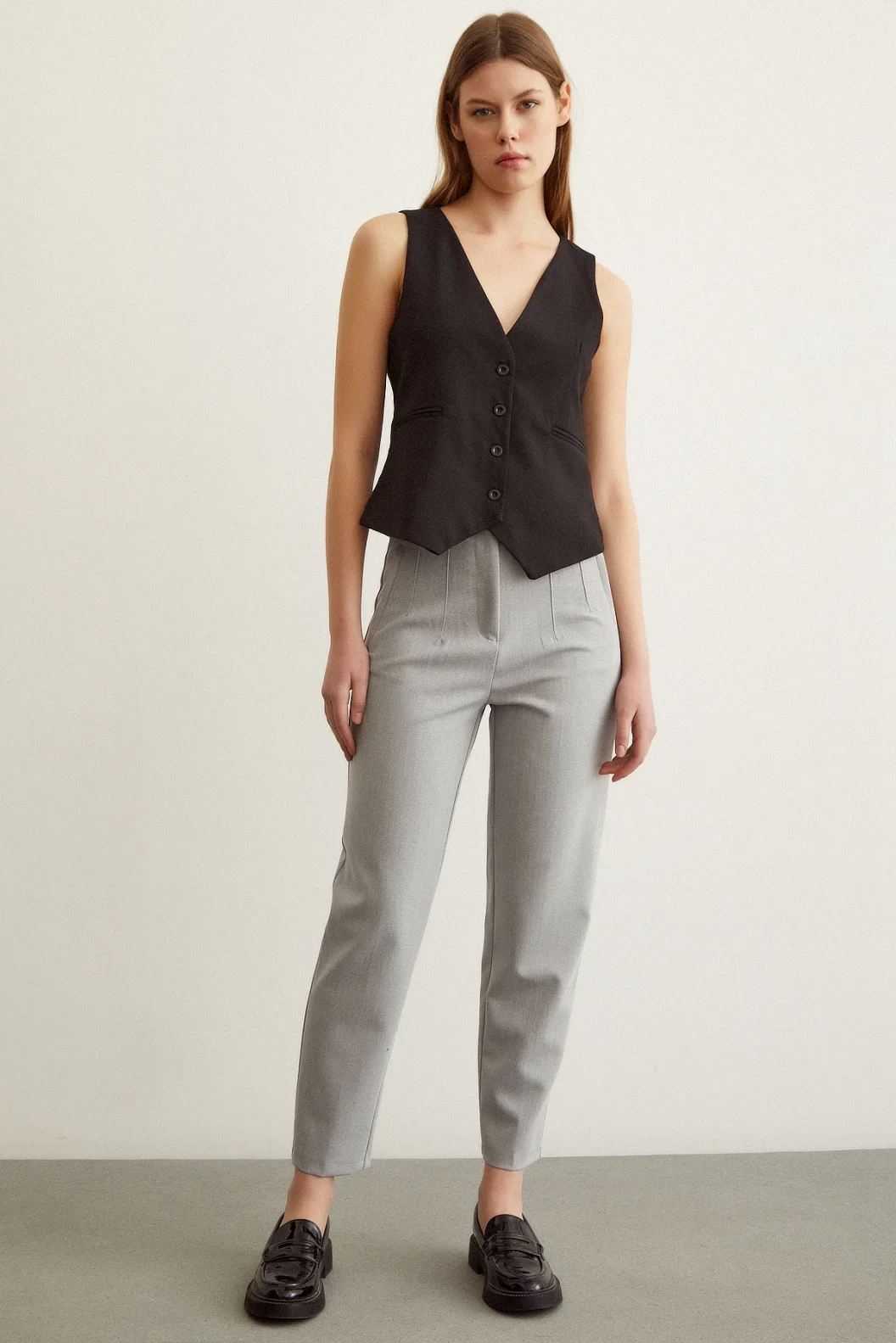 Skinny Kumaş Pantolon Gri