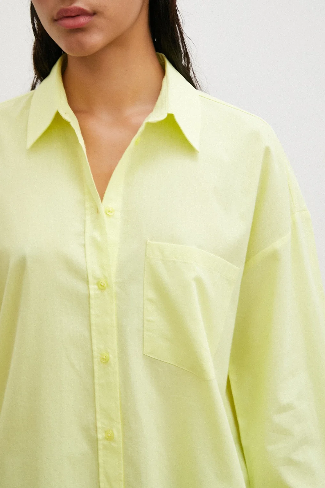 قميص بوبلين موصول بقِصَّة عادية أصفر