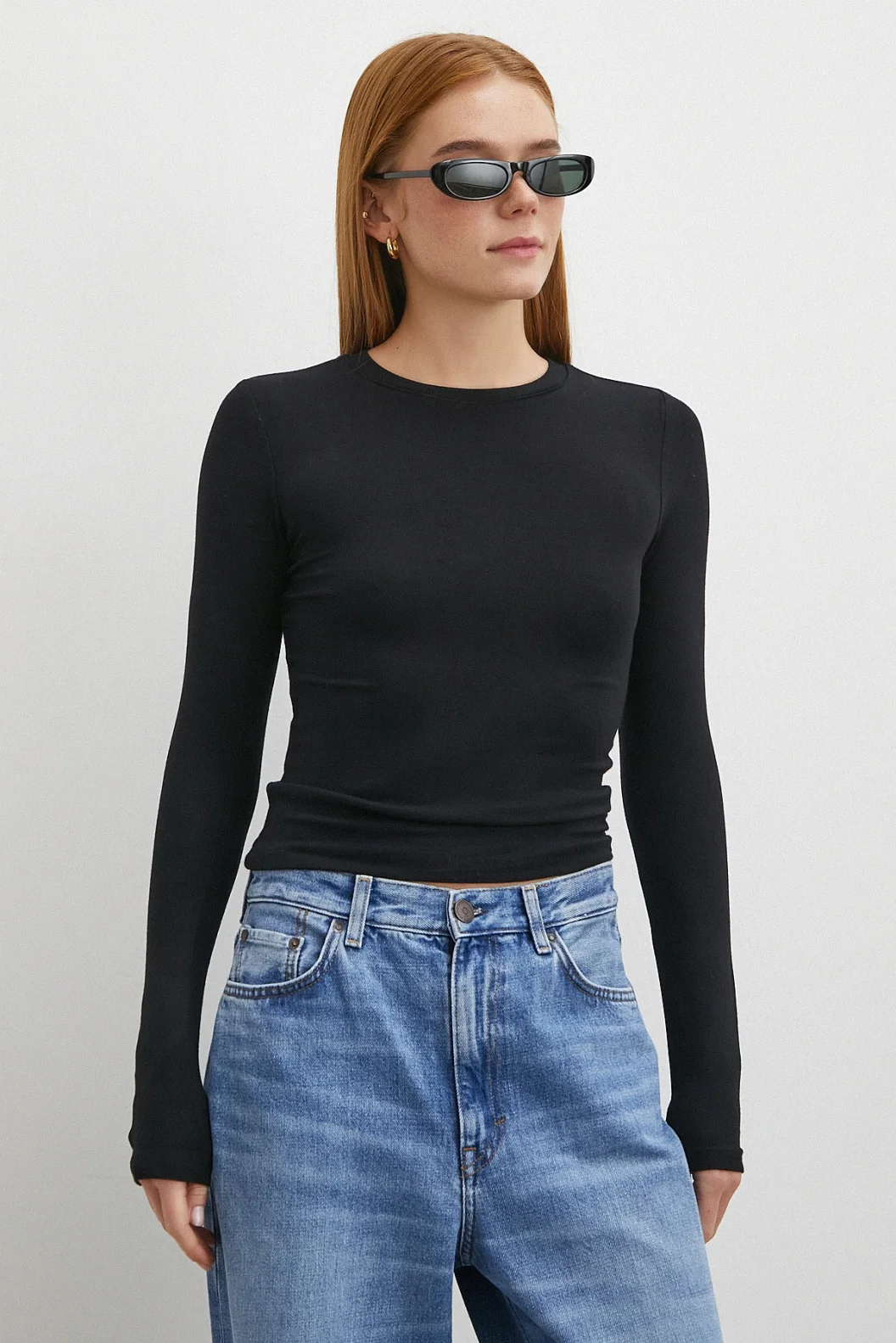 Kol Yırtmaçlı Bluz Siyah