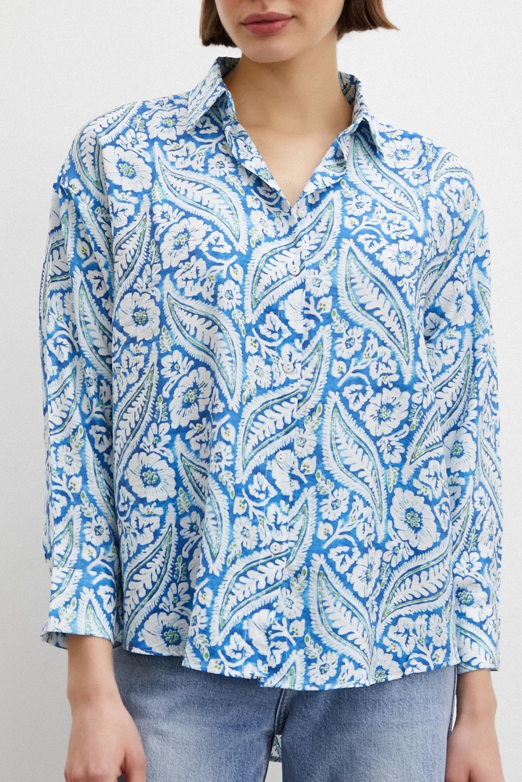 Schal Muster Modalhemd Blau