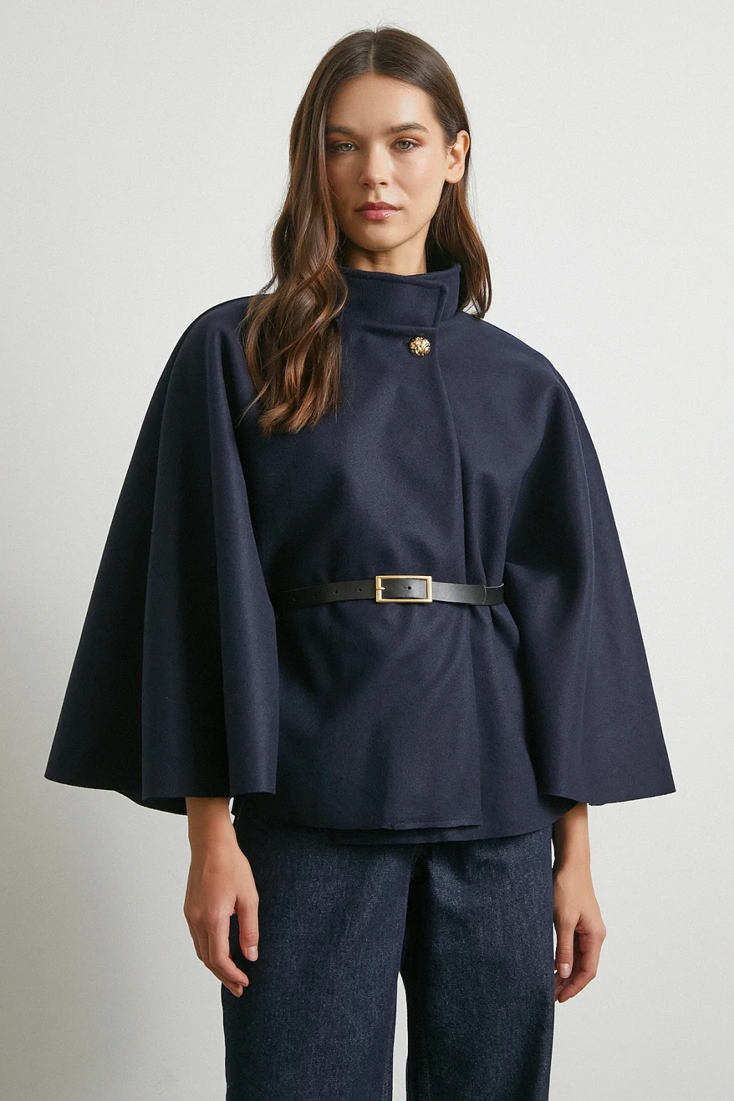 Kemerli Kaşe Panço Lacivert