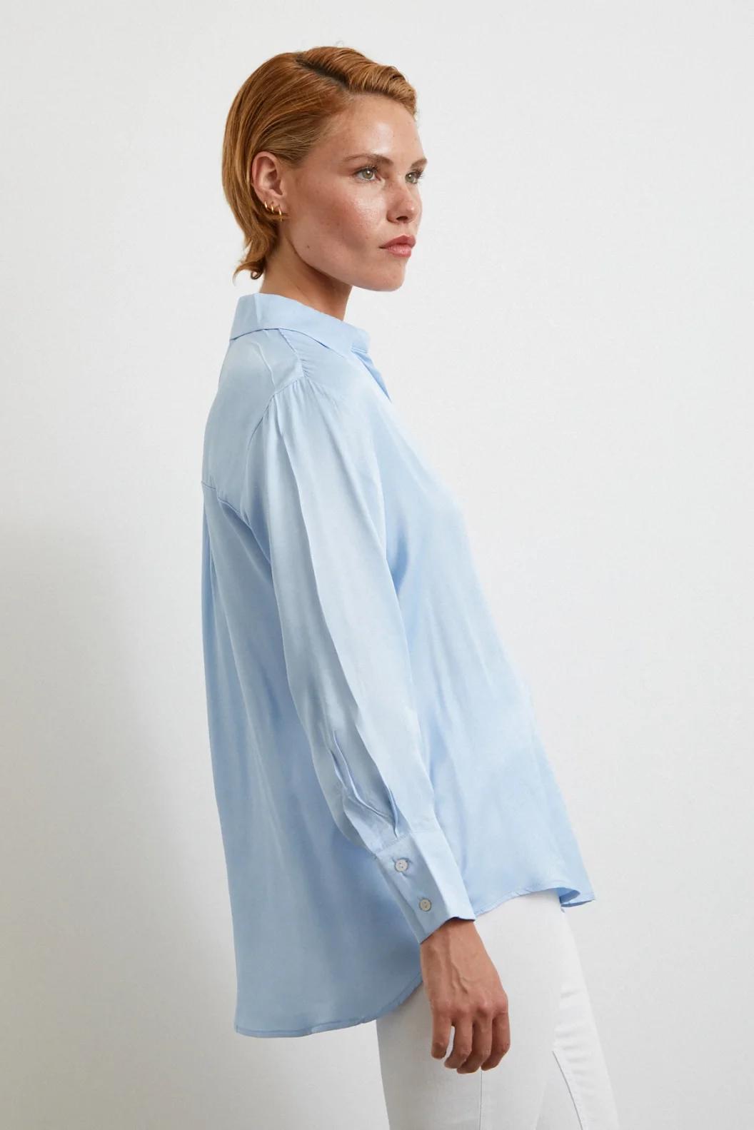 Viskon Saten Gömlek Mavi