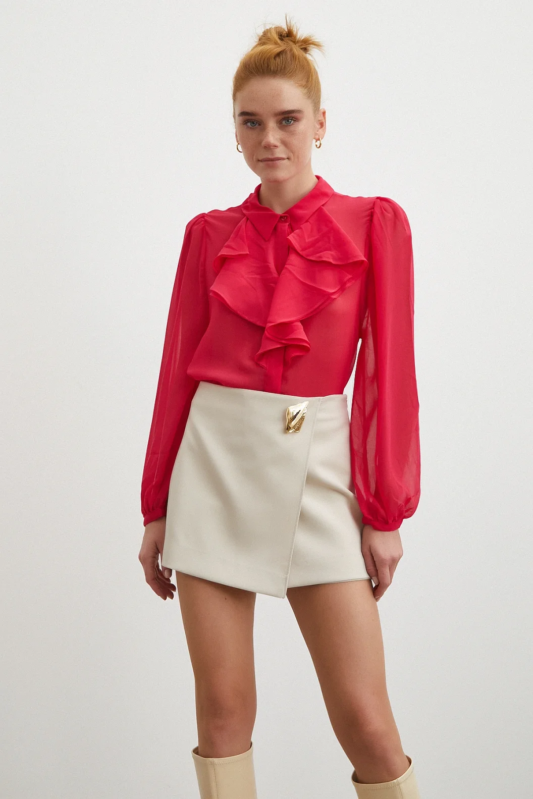 Ruffled Shirt Fuchsia