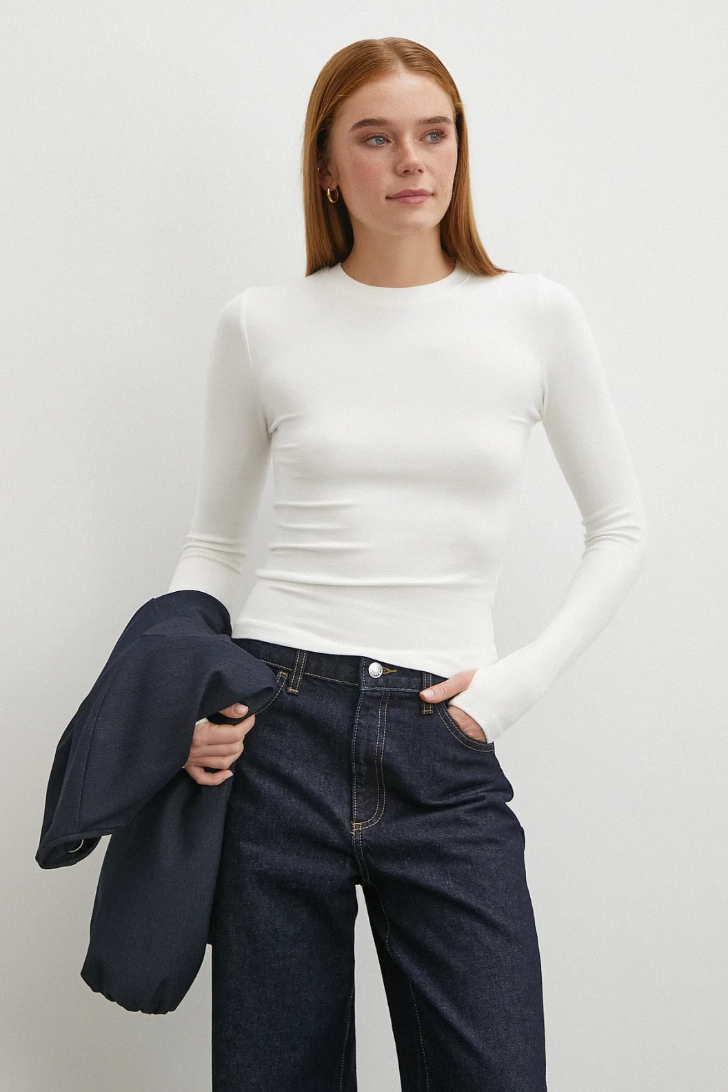 Kol Yırtmaçlı Bluz Beyaz