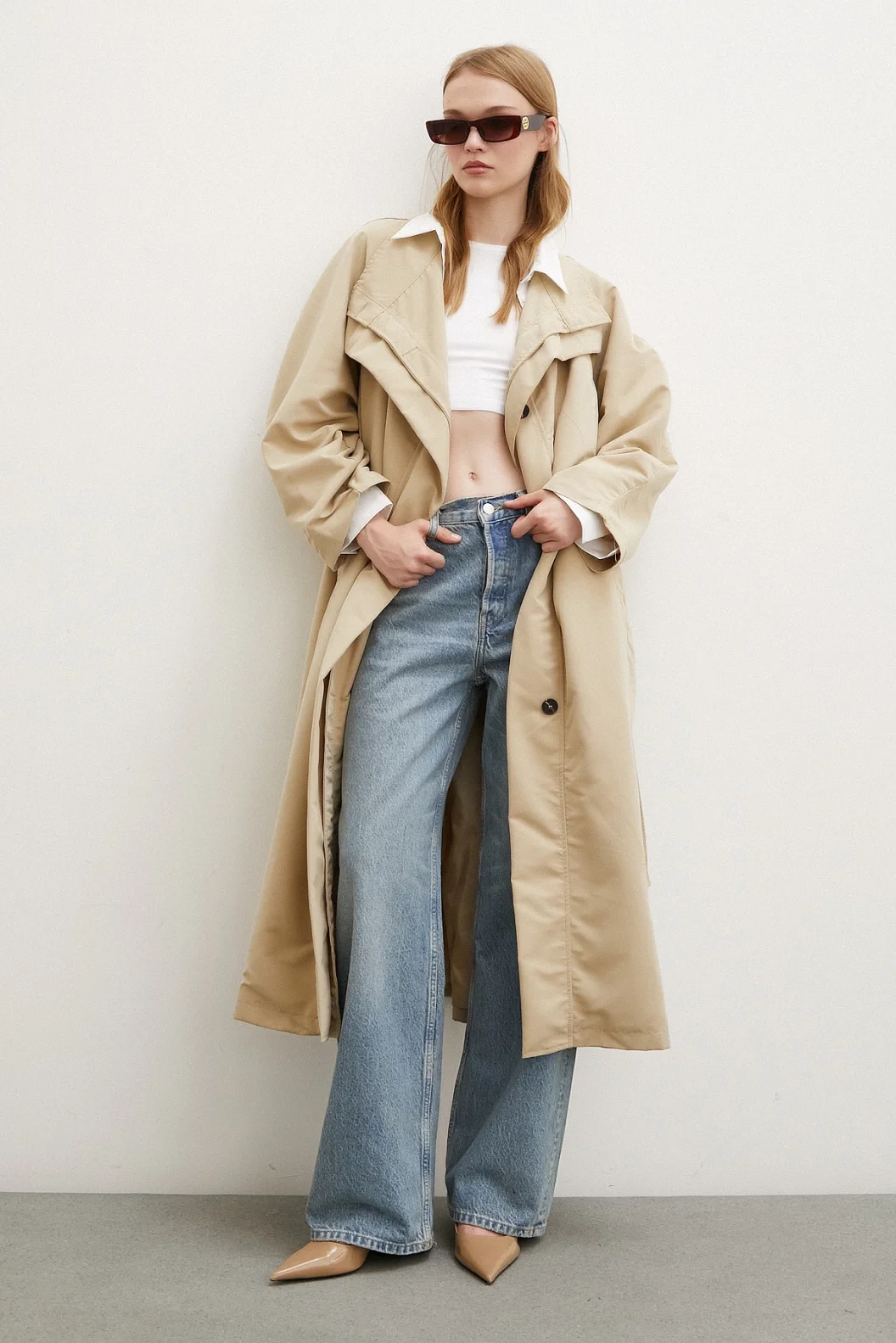 Trenchcoat mit Taschen Beige