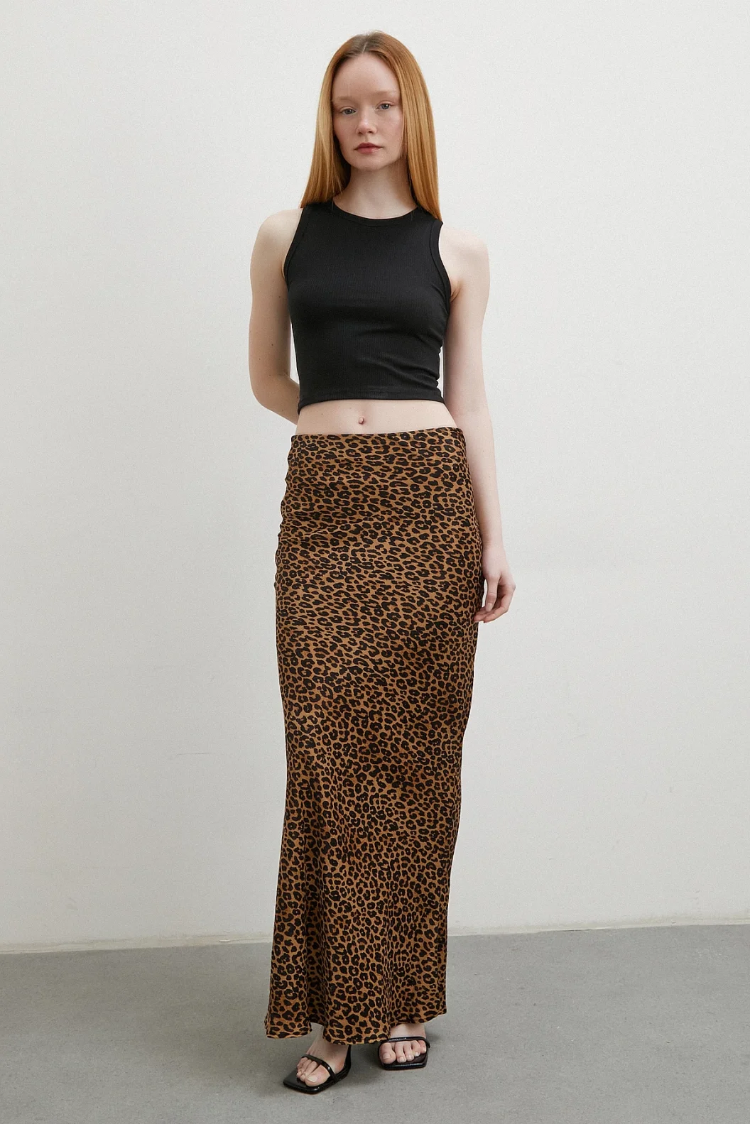 Leopardenmuster Wickelrock Braun