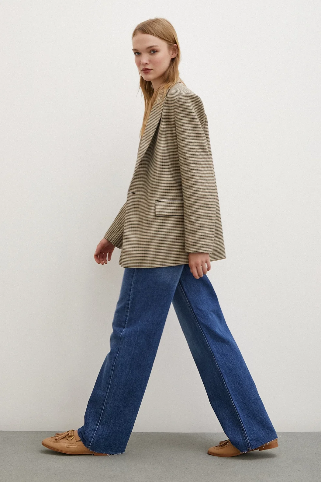 Denim mit hoher Taille und weitem Beinschnitt in Blau