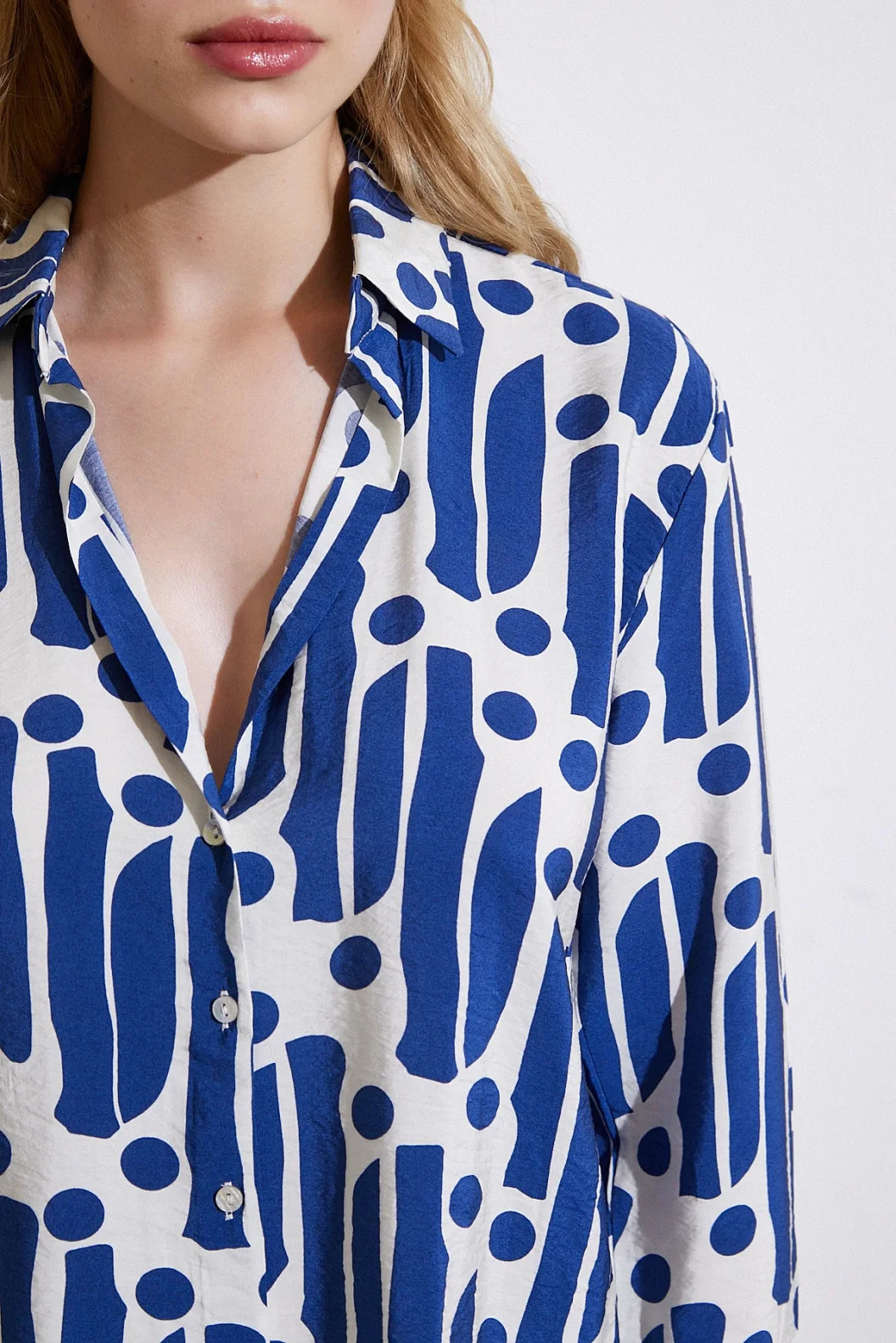 Modern Pattern Modal Shirt Blue