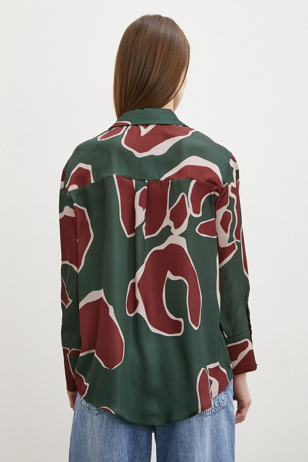 قميص حرير زهري مطبوع