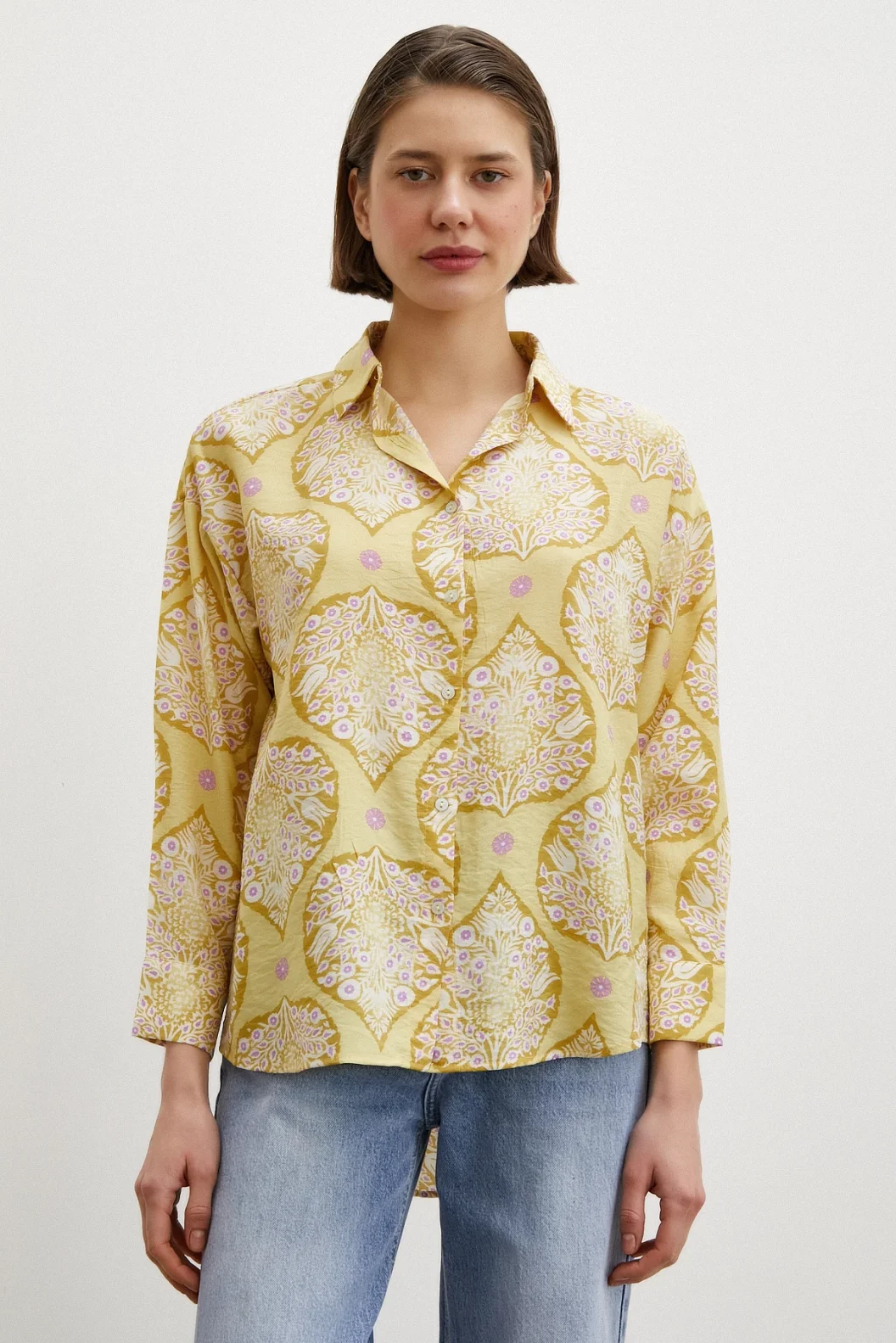 قميص مودال بنمط سيراميك أصفر