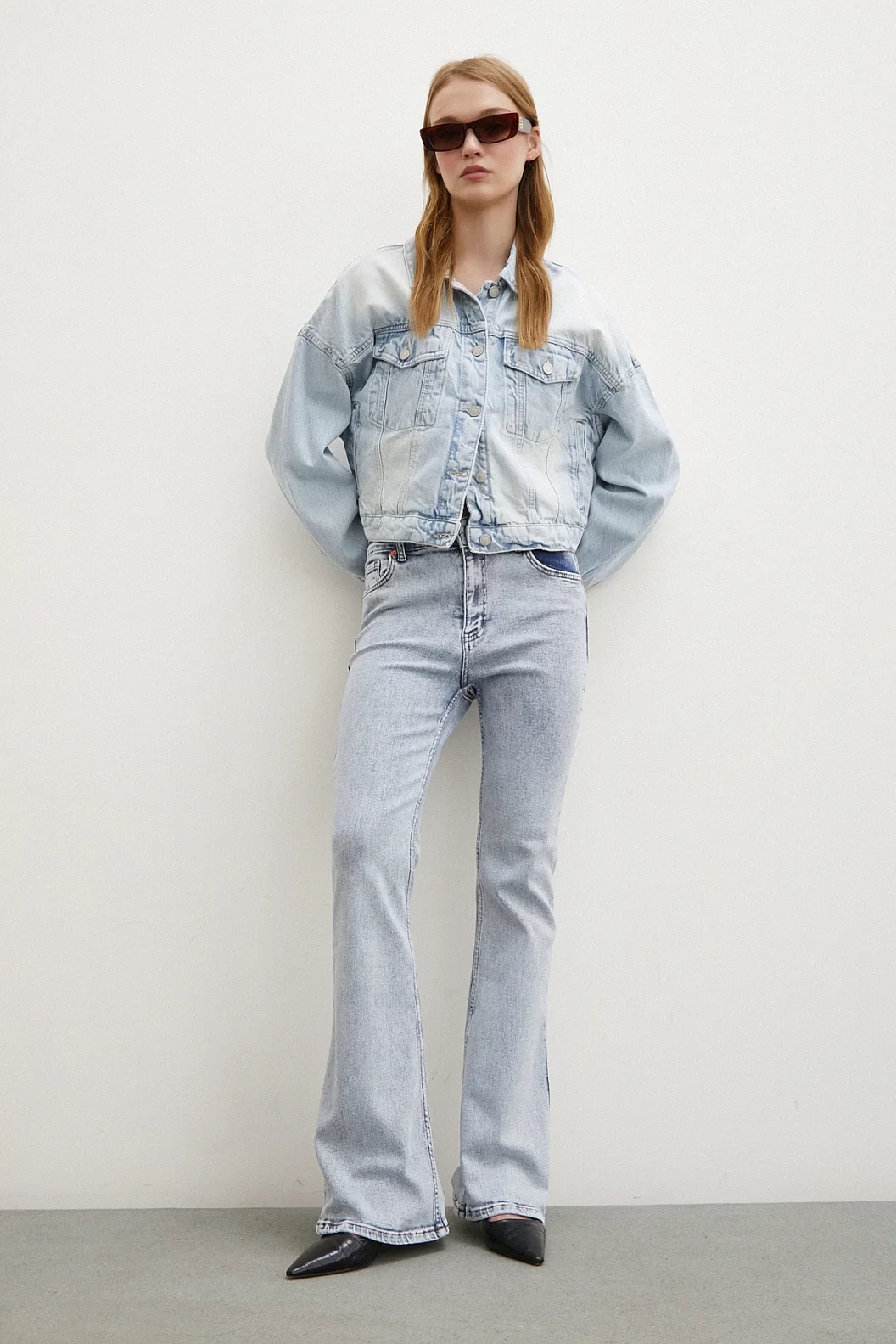 High Waist Wide Leg Jeans Ice Blue