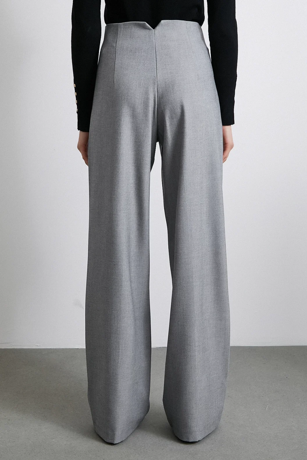 High-Waisted Wide Leg Trousers Gray