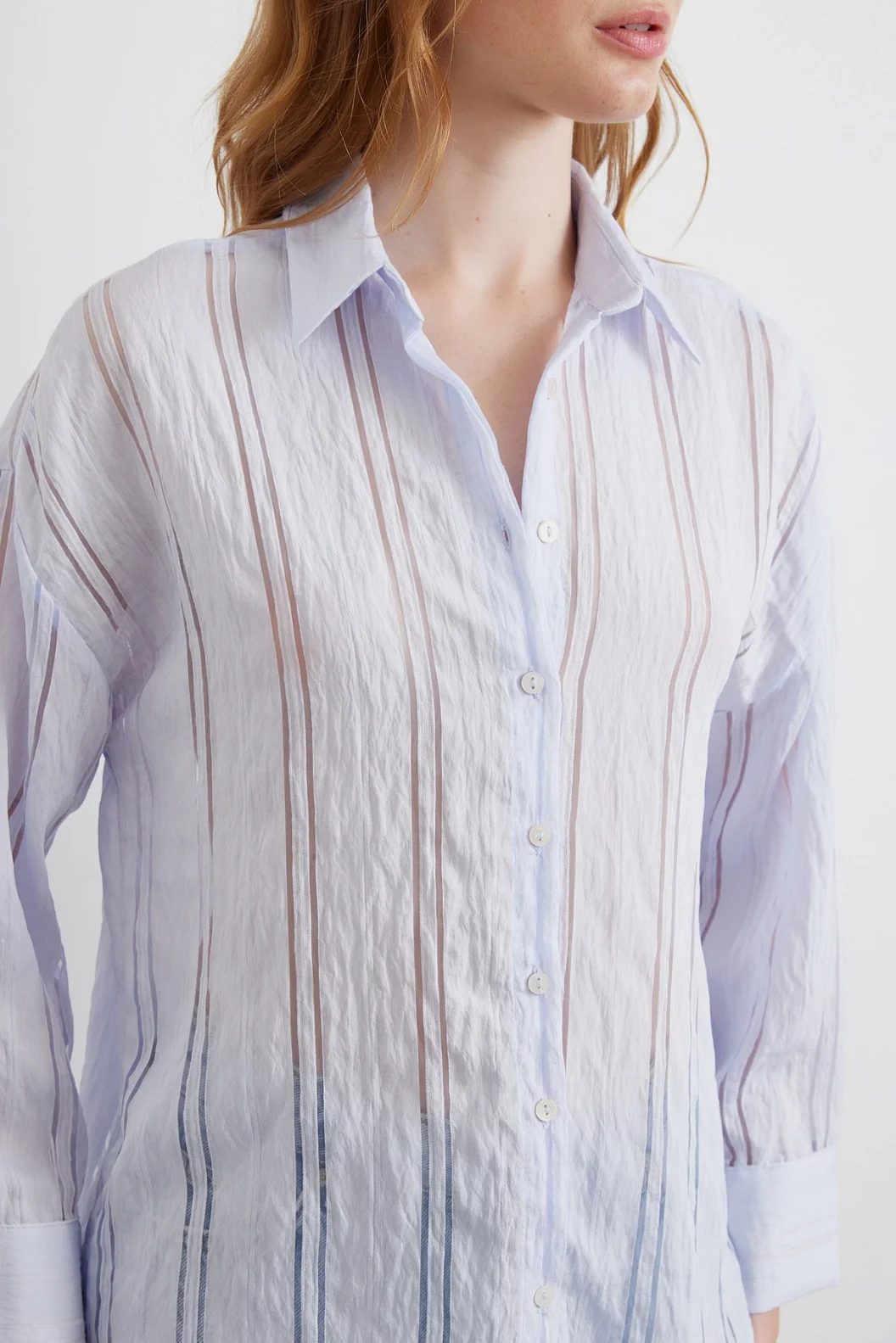 Organza Gestreiftes Hemd Blau