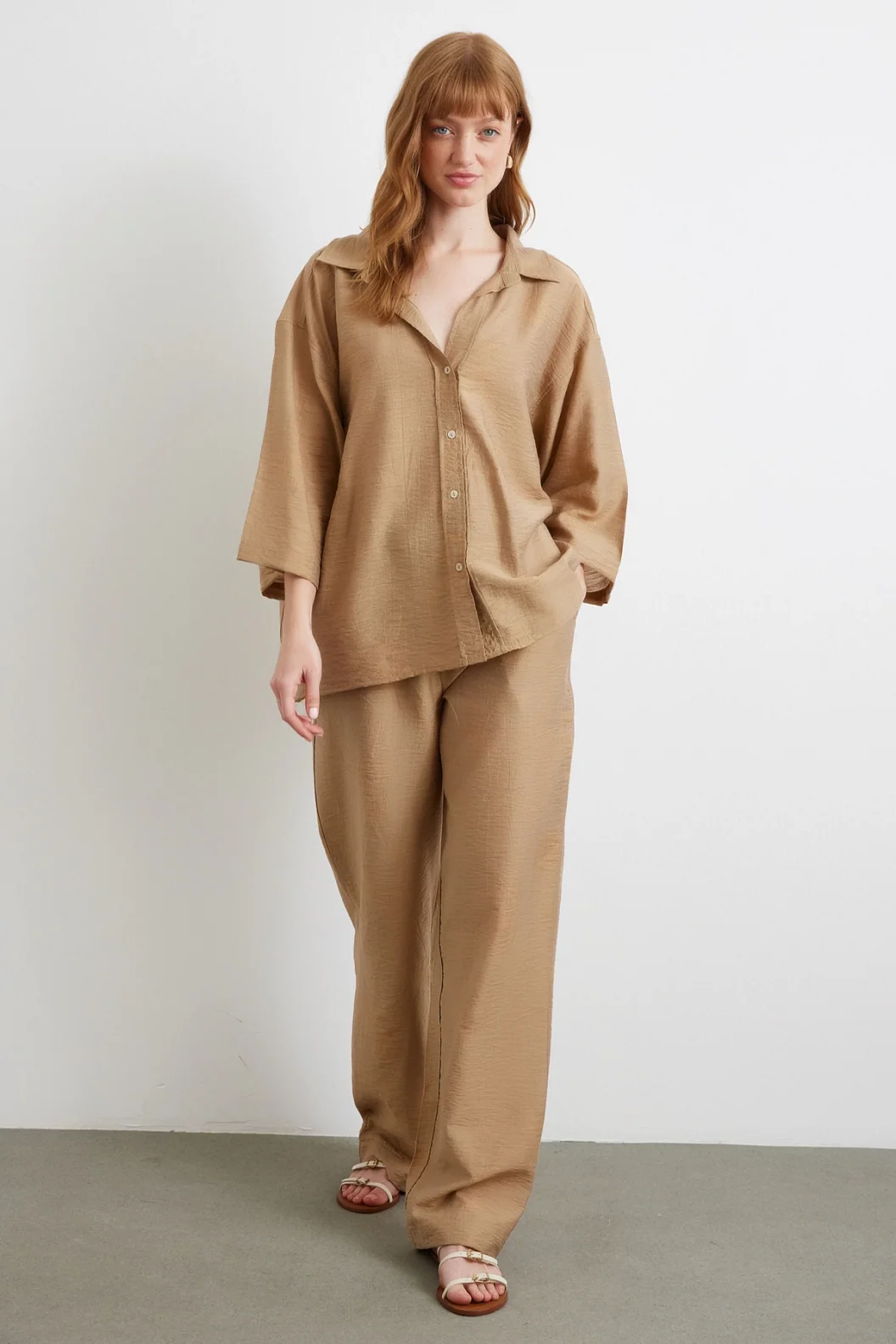 Arka Cepli Salaş Pantolon Kahve