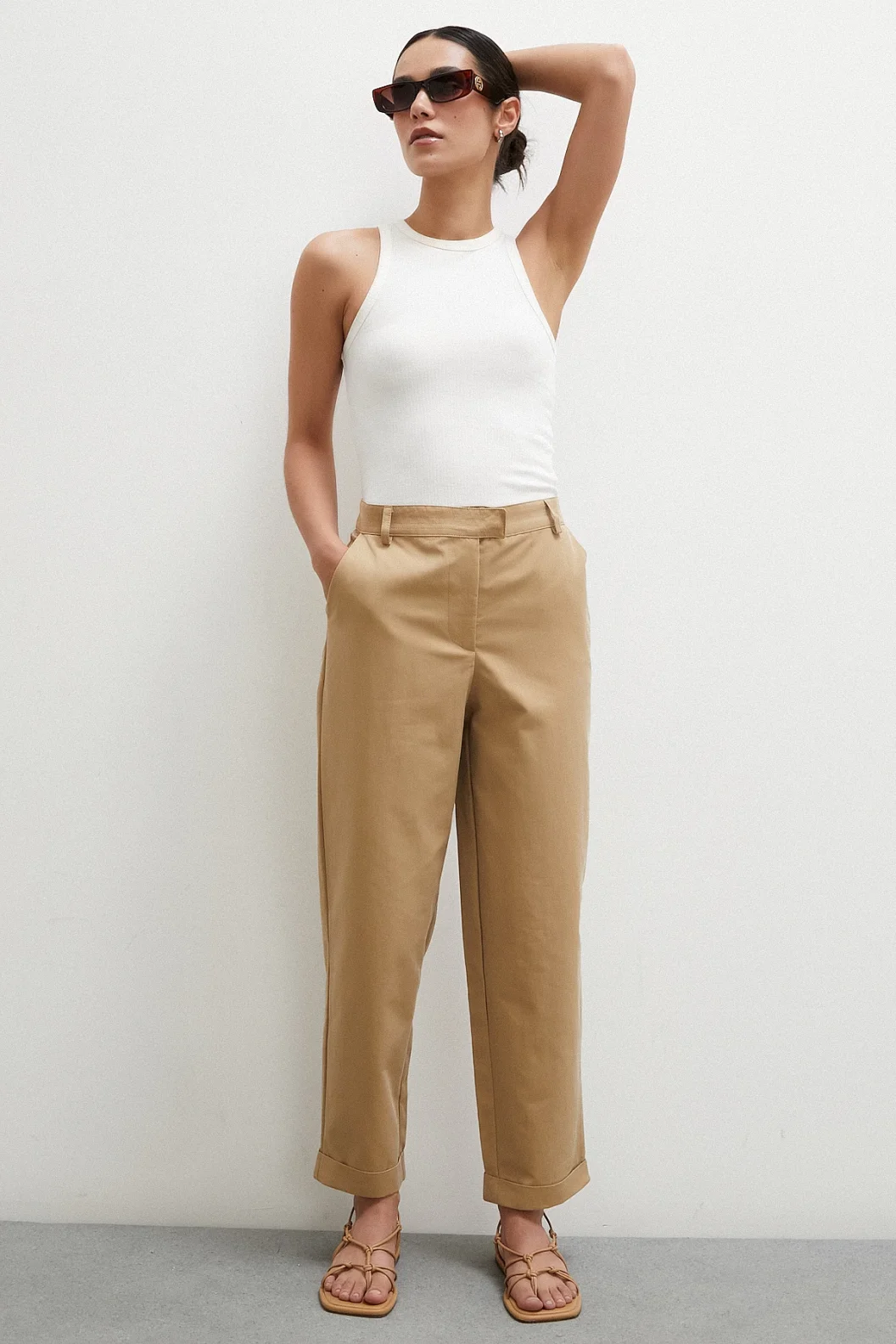 Double-Cuffed Pants Beige
