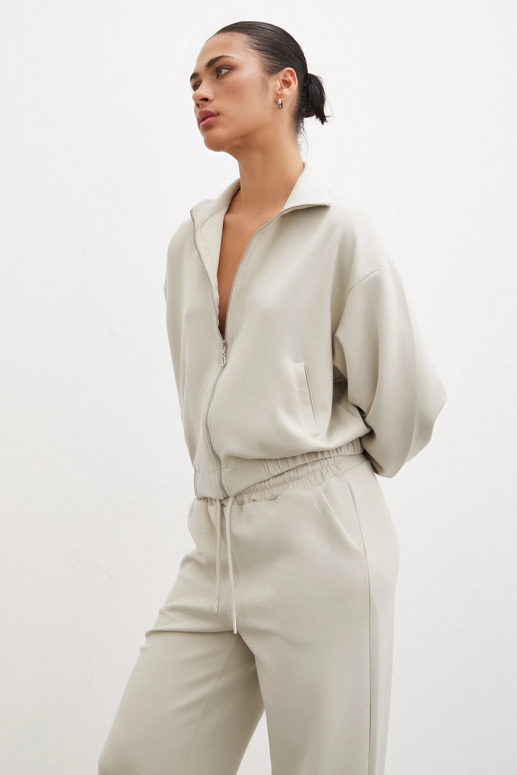 Zippered Sweatshirt Stone