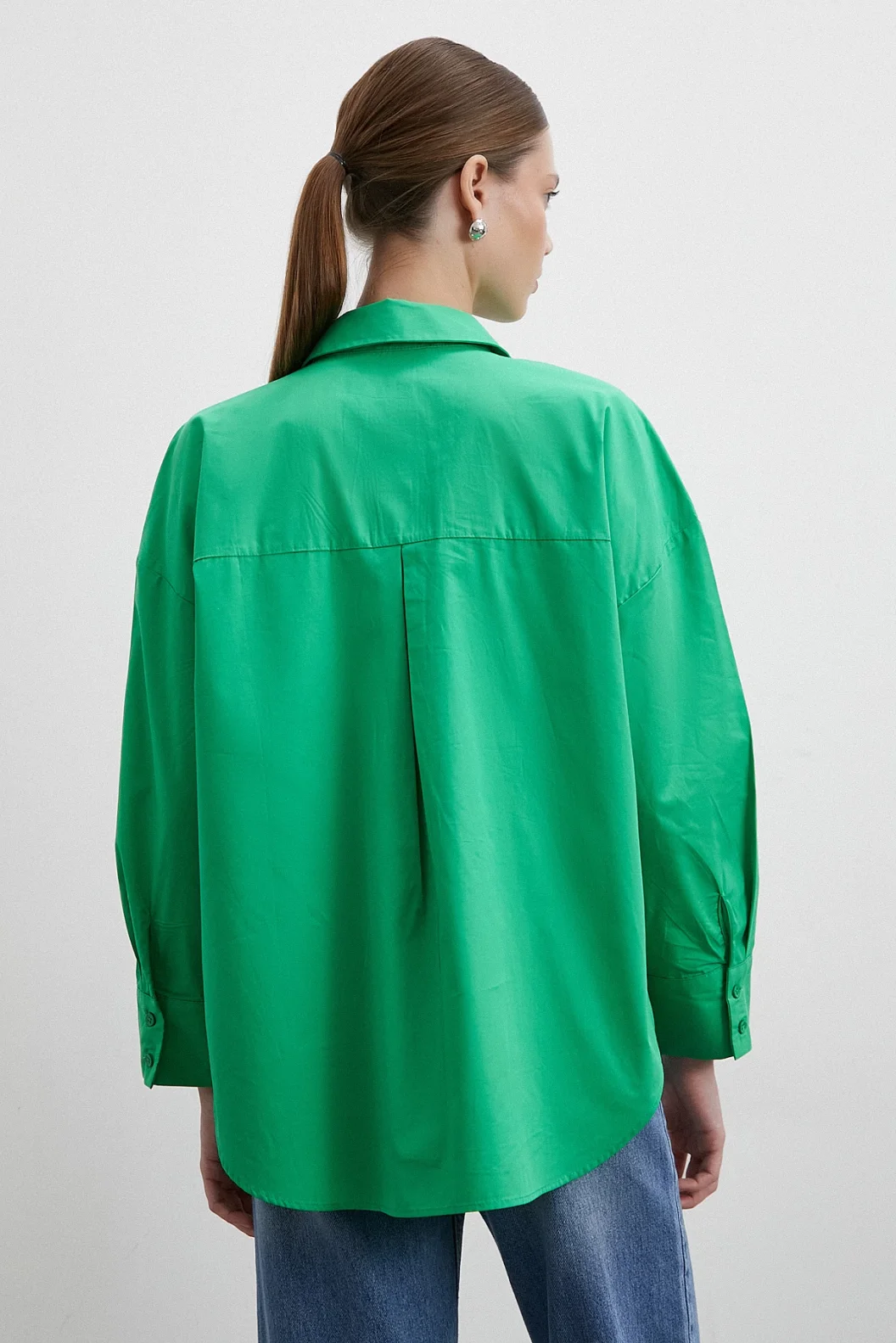 Übergroßes Baumwollhemd in Grün