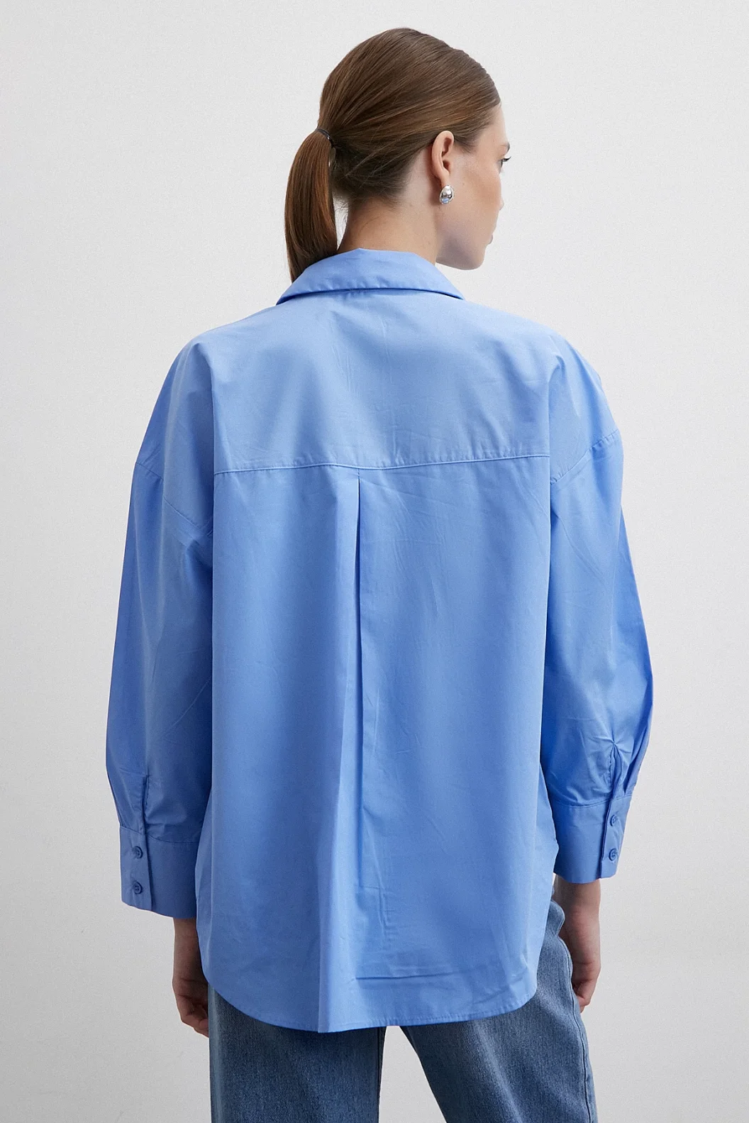Oversized Cotton Shirt Blue