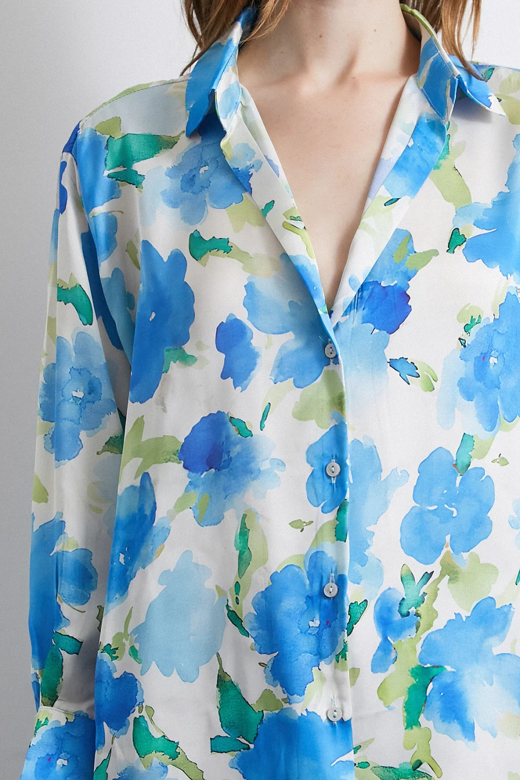 Multi-Colored Flower Patterned Shirt Navy