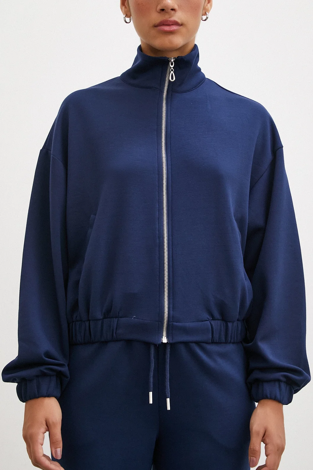 سويت شيرت بسحاب لون أزرق