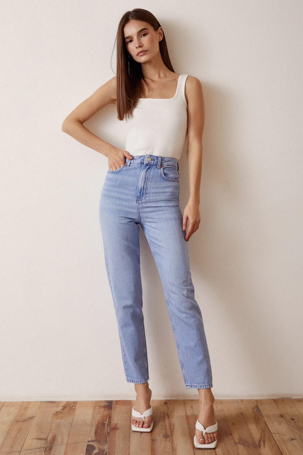 بنطال جينز ضيق بخياطة ضيقة - أزرق