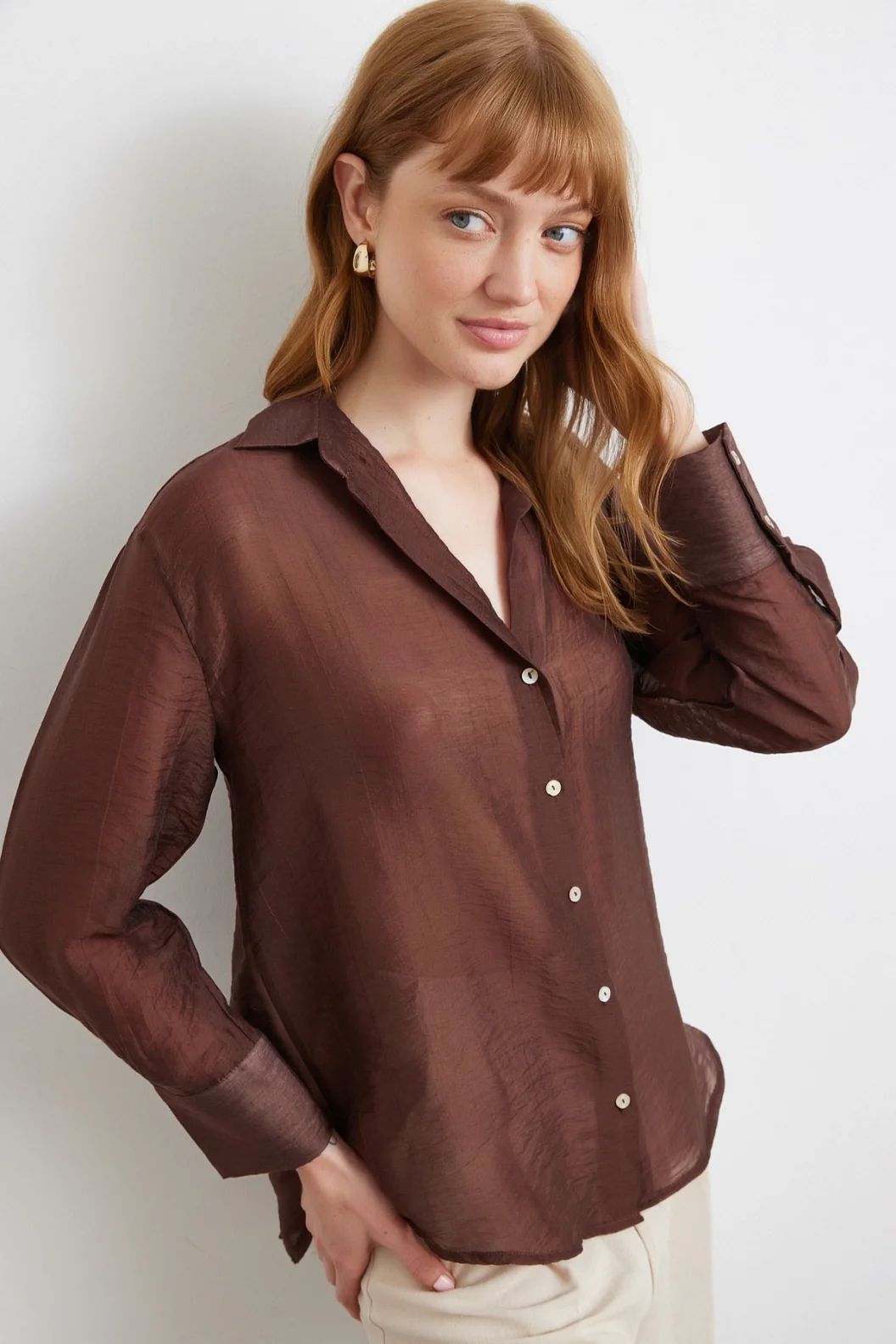 Feines Modalhemd in Braun