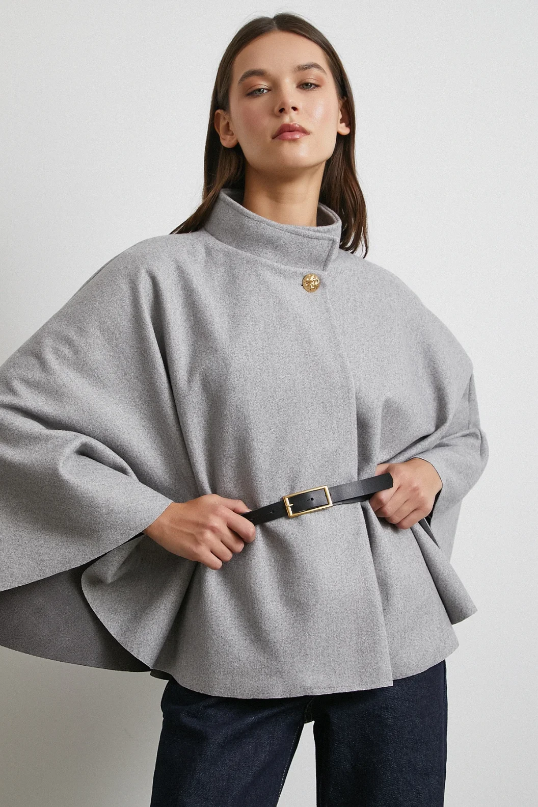 Kemerli Kaşe Panço Gri