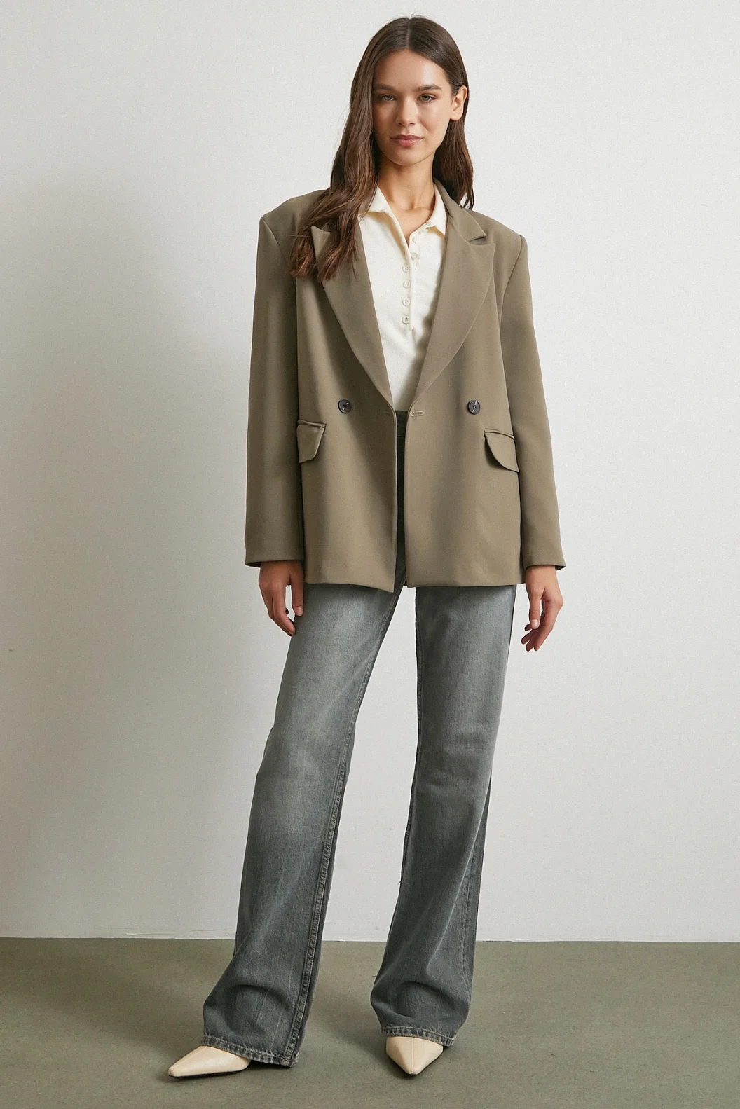 Beş Cepli Yüksek Bel Jean Füme