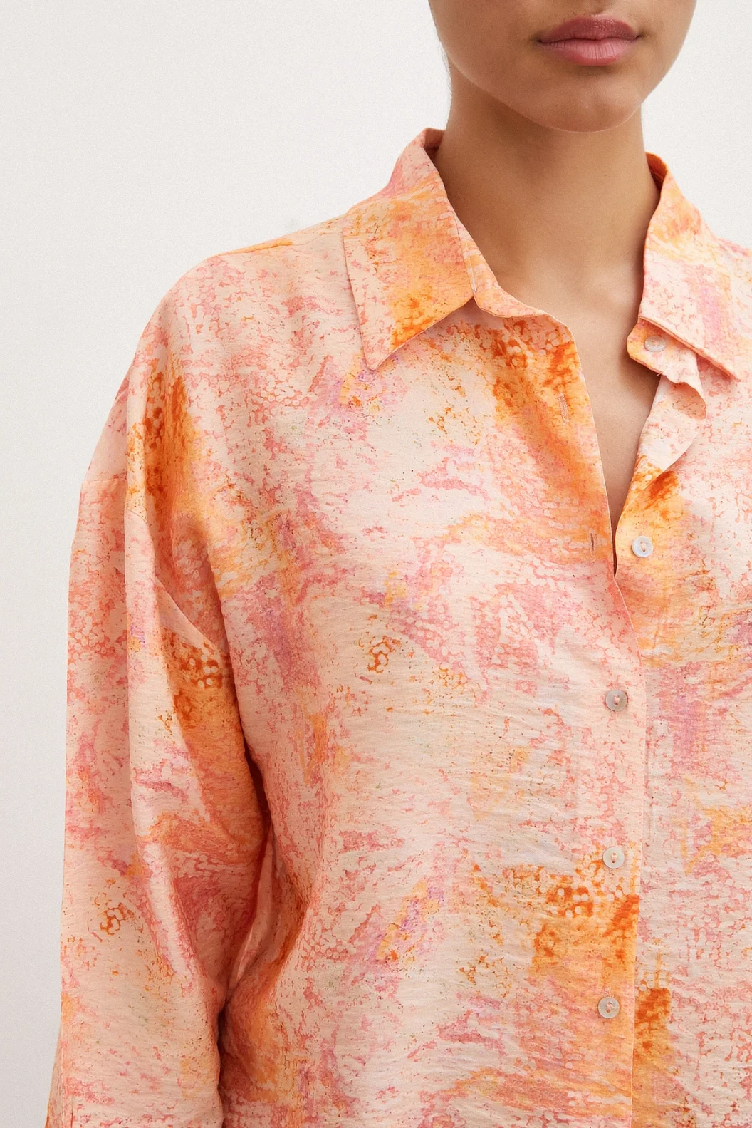 قميص مودال بنقشة قطرة الندى باللون البرتقالي