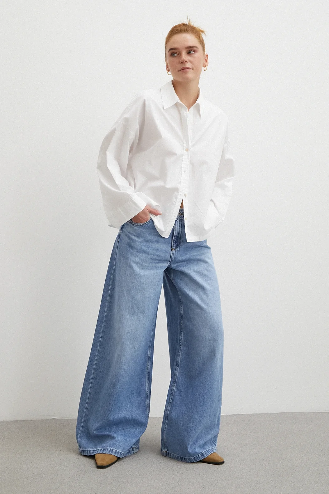 Yüksek Bel Wide Leg Jean Mavi