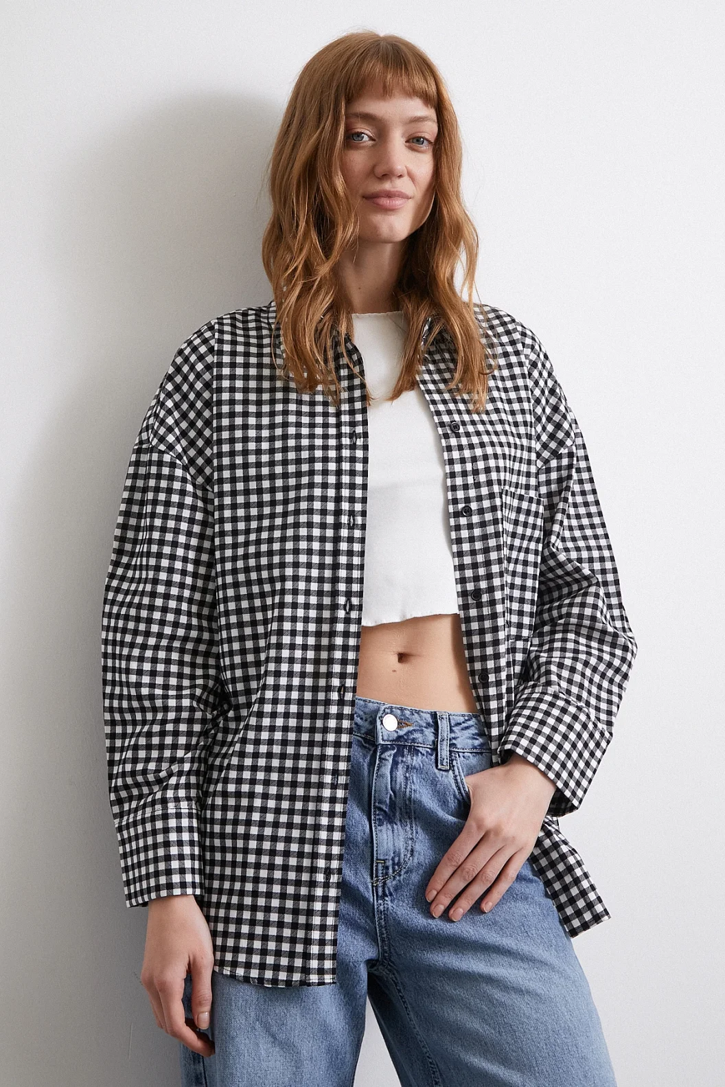 Pamuklu Ekose Gömlek Siyah