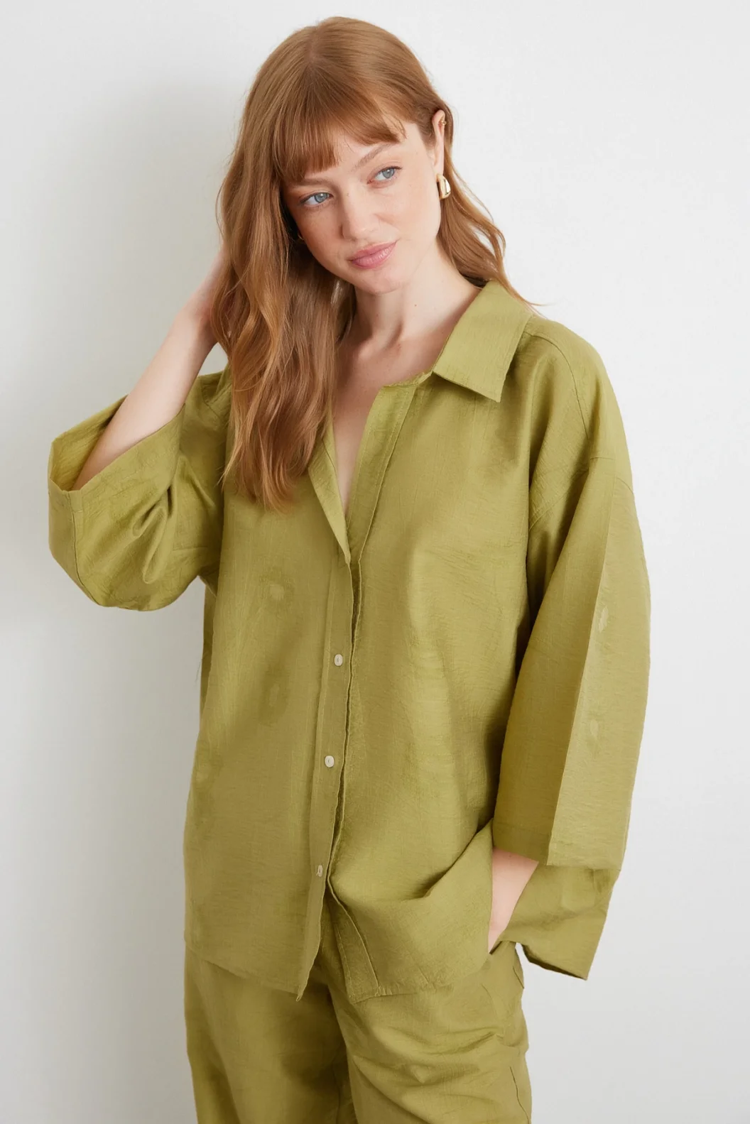 Arka Cepli Salaş Pantolon Yeşil