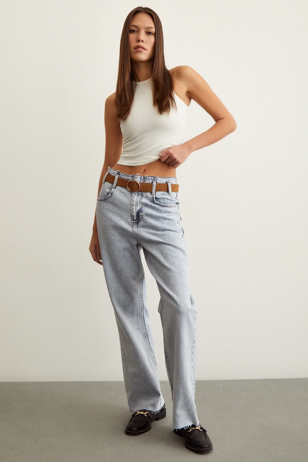 سروال بلون مع حزام بدون درز